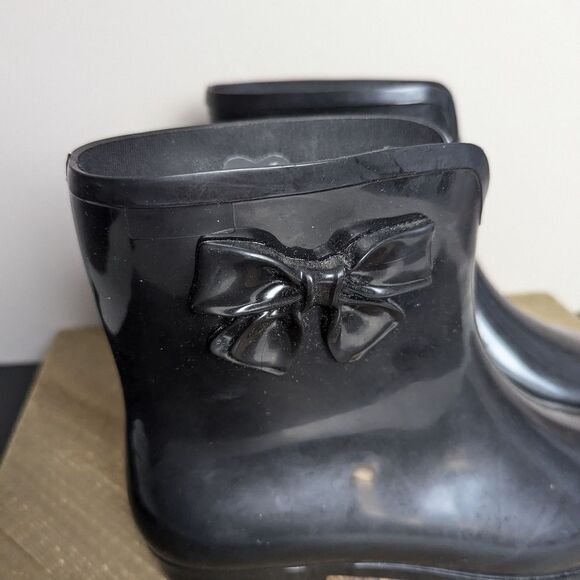 Mel by Melissa wellington boots black rain booties with bow 7 - Picture 3 of 11